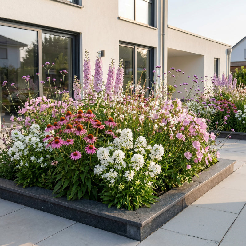 Green boutiQ - Borderpakket - Bijen en Vlinderlokkend - 6 Vaste planten - 1 m2 - Diversen kleuren - Weinig Onderhoud - Pot 11cm