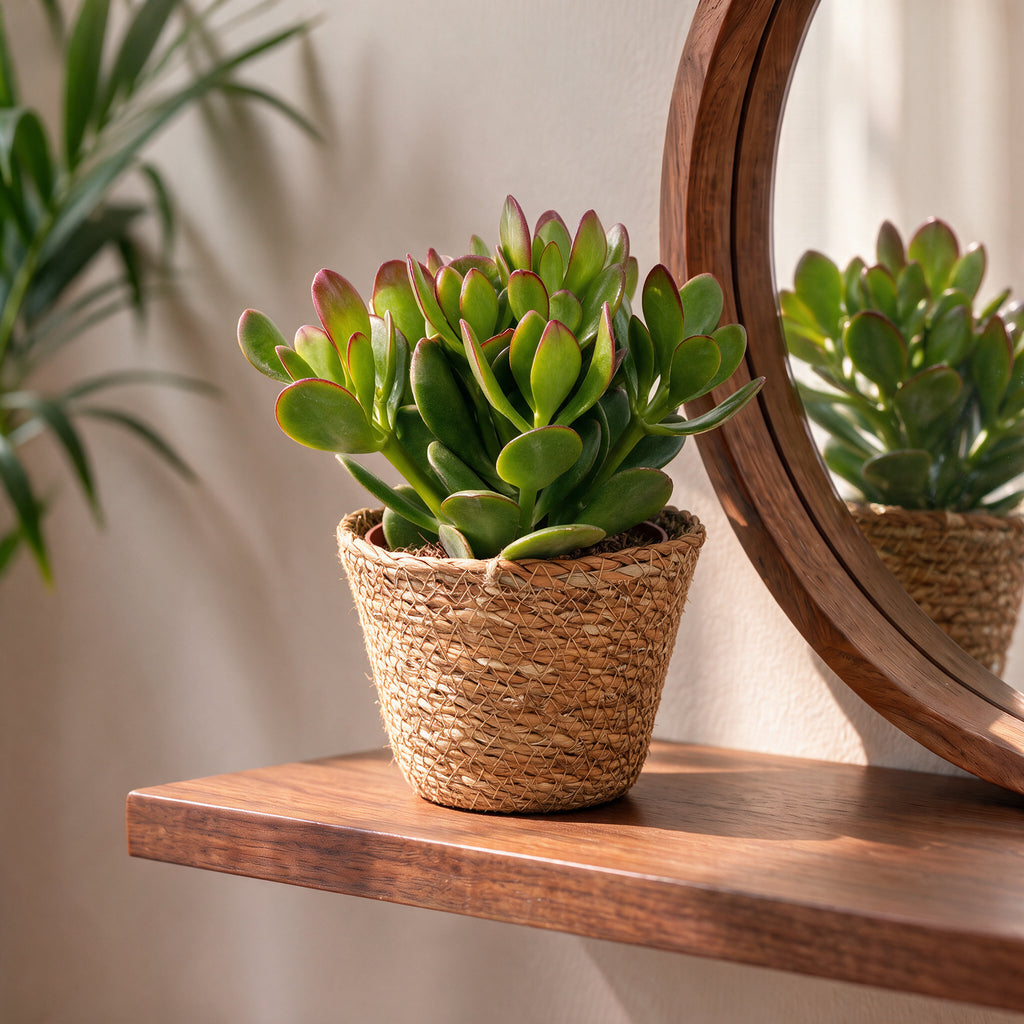 6x Crassula Ovata - Jade plant - Green - Succulent/cactus - incl. mand - Ø12cm