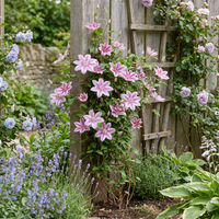 Green boutiQ - Klimplant - Clematis Piilu - Bloem Roze - Weinig onderhoud -2 planten -  Pot 11cm Hoogte 40cm