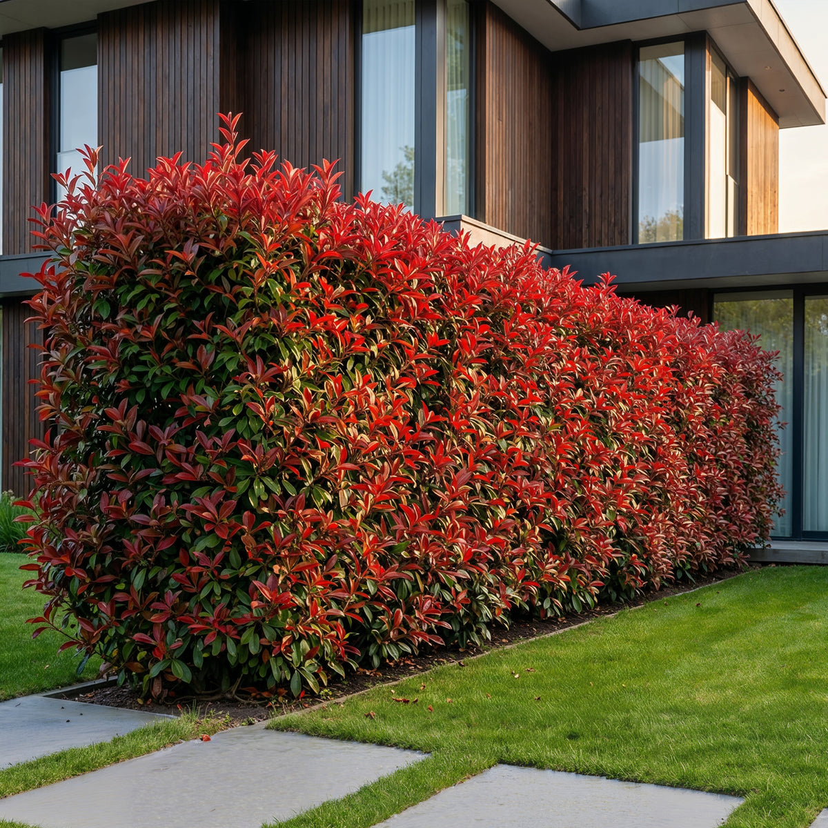 Green boutiQ - Haies - Photinia fraseri Carre Rouge - feuillage rouge et vert - 8 plantes - 1 mètre linéaire - persistant - pot 9 cm hauteur 30-35 cm