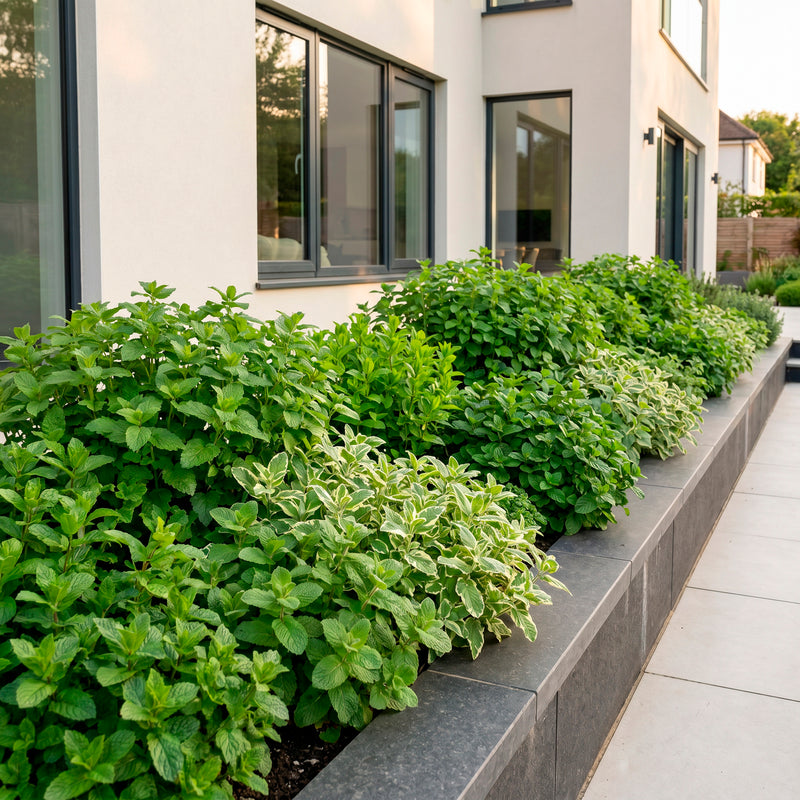 Green boutiQ - Borderpakket - Thee kruiden - 24 Vaste planten - 3 m2 - Diversen kleuren - Weinig Onderhoud - Pot 11cm