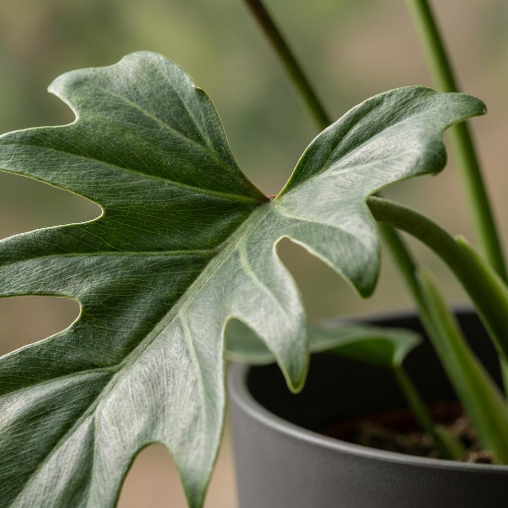 Green boutiQ - Plante d'intérieur - Philodendron - Philodendron Lacerum - Vert - Peu d'entretien - 1 plante - avec pot gris - Pot 19cm - Hauteur 65cm