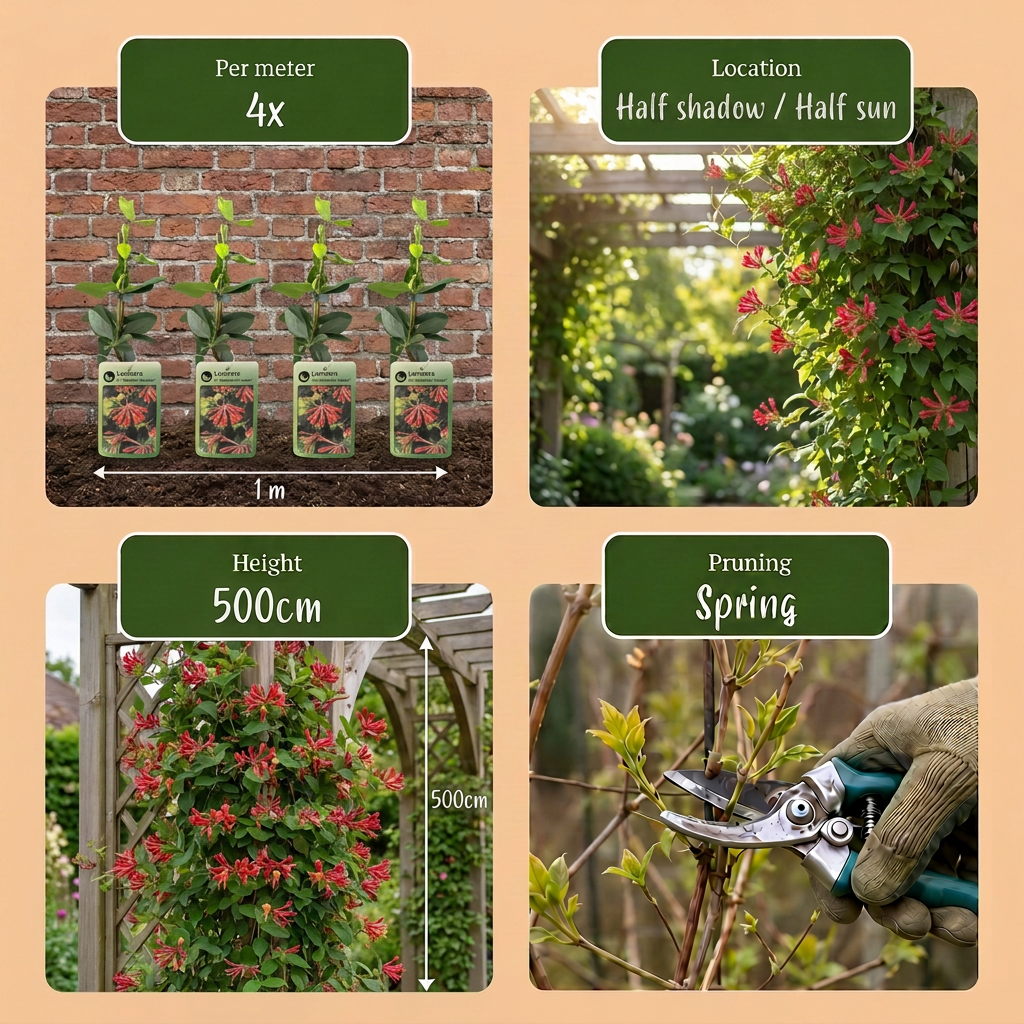 2x Lonicera br. 'Dropmore Scarlet' - Dropmore Scarlet honeysuckle - Red-Yellow - Climber - Ø9cm - ↕35cm