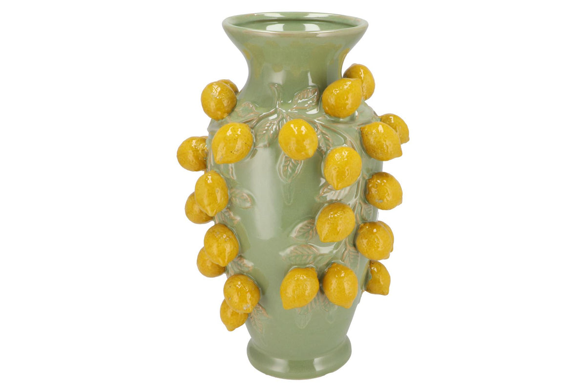 Vase en pierre M - H38 L24 - Vert pistache - Citron
