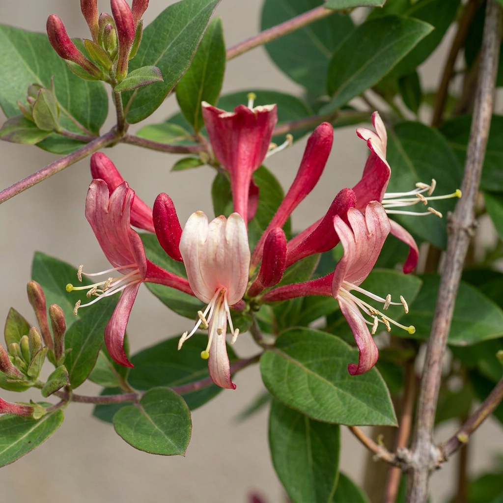 2x Lonicera jap. 'Red World' - Japanese honeysuckle - Red - Pink - Climber - Ø9cm - ↕35cm