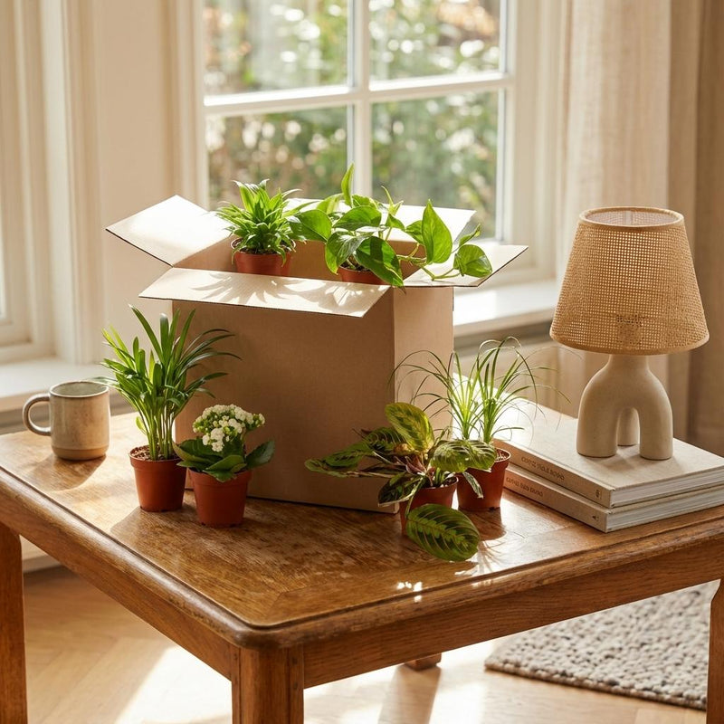 Green boutiQ - Kamerplant - Groene Verrassingsbox - Weinig onderhoud - 6 Planten - Pot 10,5 - 12cm - Hoogte 15 - 45cm