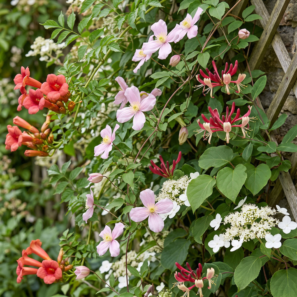 12x Plantes grimpantes Rainbow Colorées - Rose clair - Blanc - Violet - Grimpante - Ø9cm - ↕35cm
