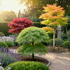 Green boutiQ - Plante de jardin - Acer palmatum Tricolour - Rouge-Vert-Orange - 3 Plantes - Caduc - Peu d'entretien - Pot 12cm Hauteur 35cm