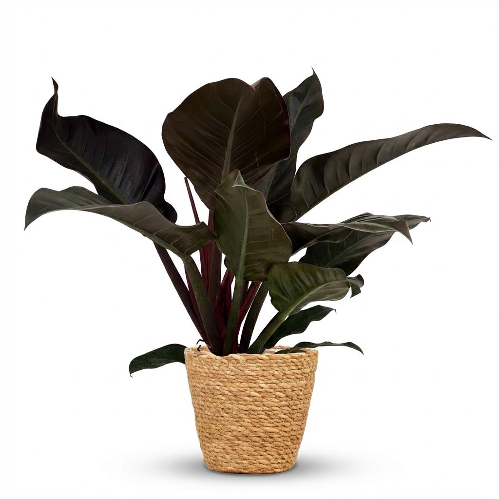 Green boutiQ - Plante d'intérieur - Philodendron - Philodendron Imperial Red - Rouge - Entretien facile - 1 Plante - avec Panier - Pot 19cm - Hauteur 60cm