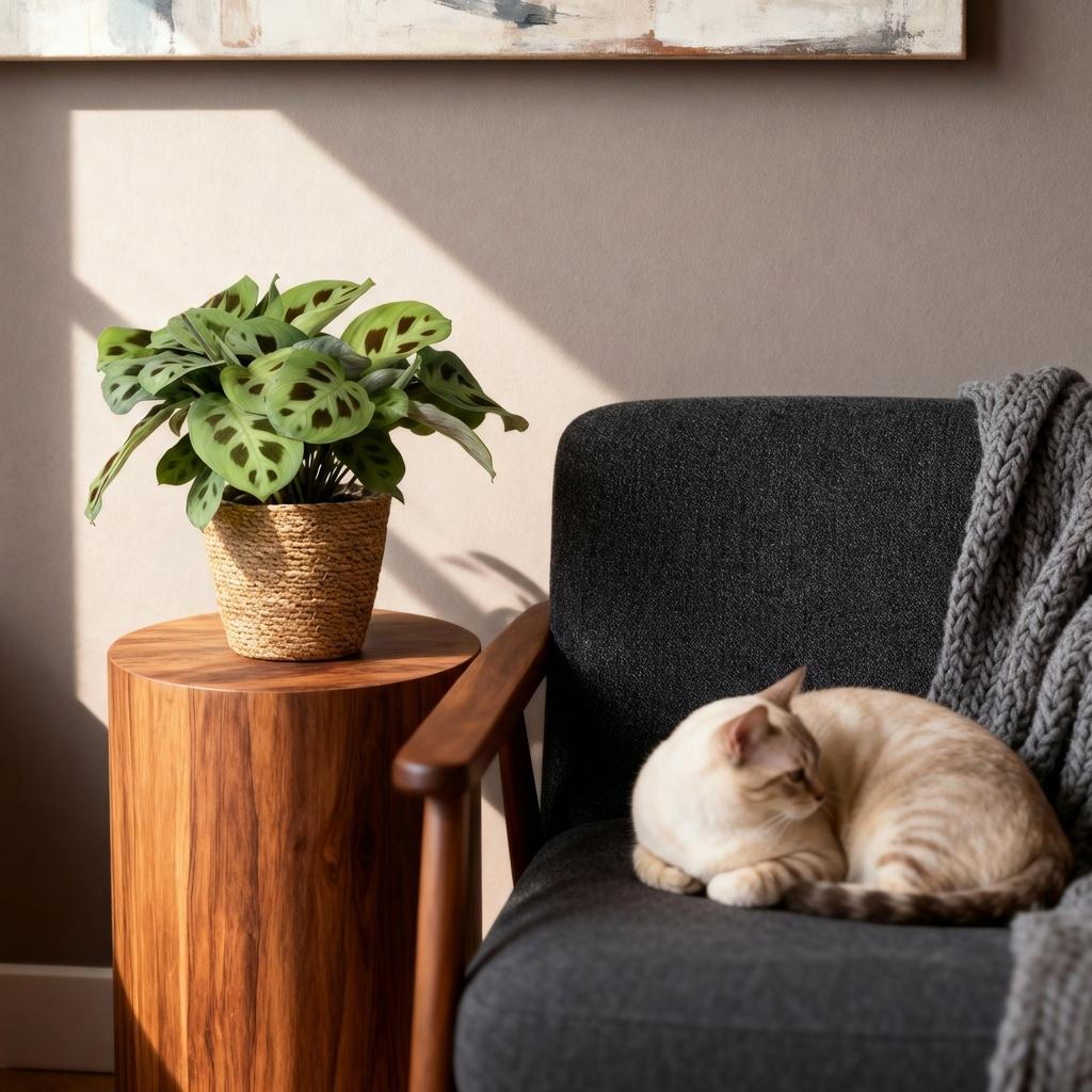 Green boutiQ - Plante d'intérieur - Maranta Fascinator Kerchoveana - Plante zèbre - Plante adaptée aux animaux domestiques - Vert - 2 plantes - avec panier - Pot 12cm - Hauteur 25cm
