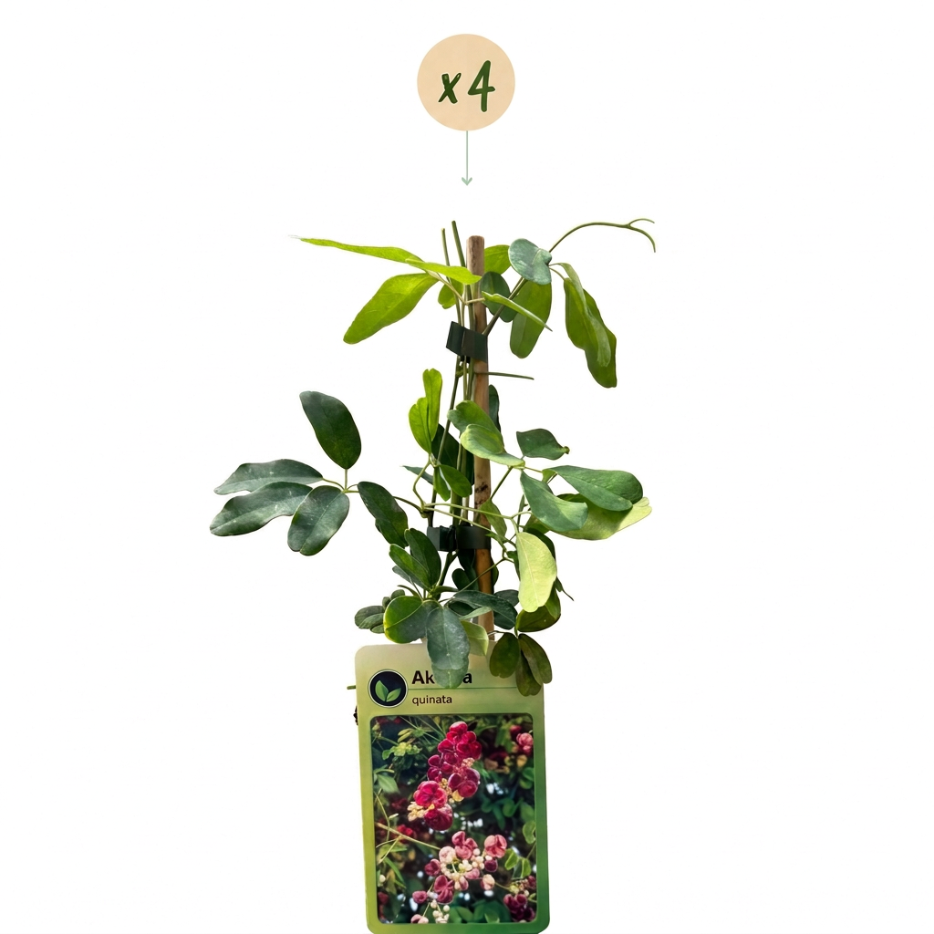 4x Akebia quinata - Chocolate vine - Purple - Red - Climber - Ø9cm - ↕35cm