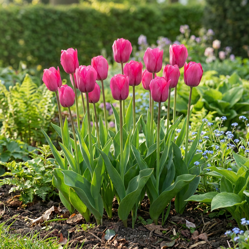 60x Tulipa Triumph Pink - Triomftulp - Roze - Voorjaarsbloeier - Bolmaat 11/12