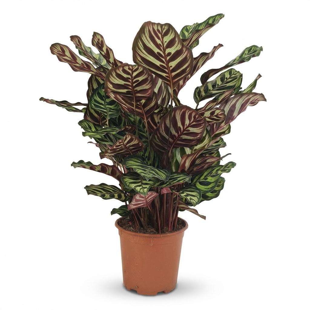 Green boutiQ - Plante d'intérieur - Plante paon - Calathea Makoyana - Vert - Entretien facile - 1 plante - Pot 19 cm - Hauteur 70 cm