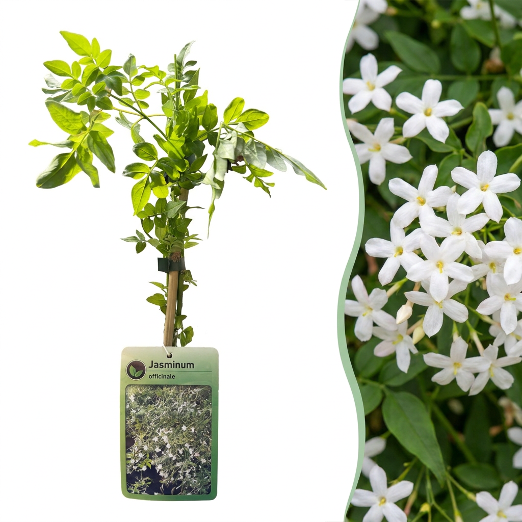 2x Jasminum officinale - Common Jasmine - White - Climber - Ø9cm - ↕35cm