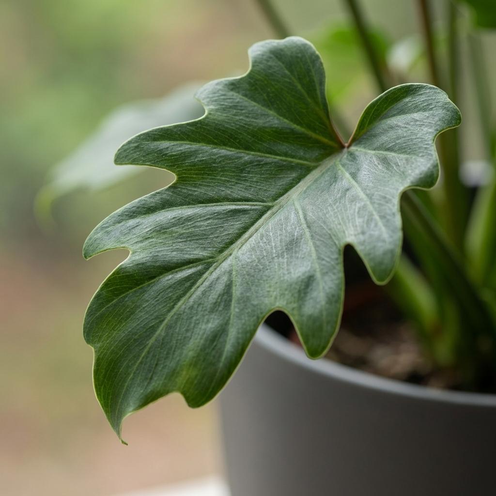 Green boutiQ - Plante d'intérieur - Philodendron - Philodendron Xanadu - Vert - Entretien facile - 1 plante - avec pot gris - Pot 19cm - Hauteur 60cm