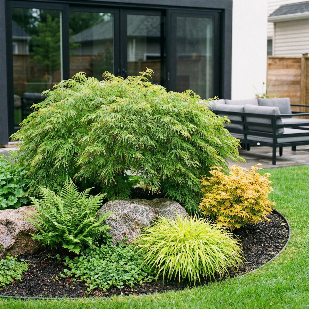 Green boutiQ - Plante de jardin - Acer palmatum Emerald Lace - Érable japonais - Caduc - Vert - 1 - Pot 26cm - Hauteur 90cm