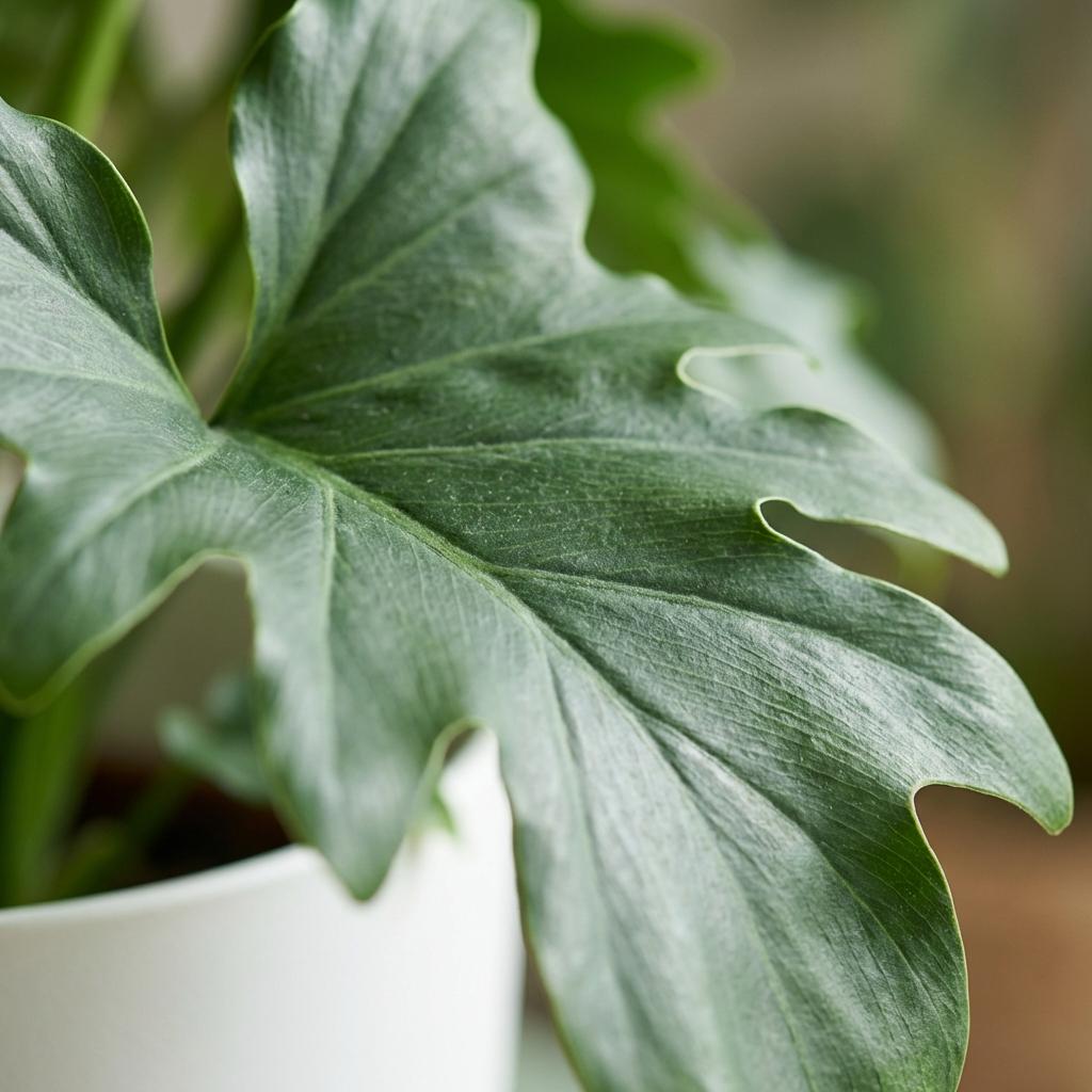 Green boutiQ - Plante d'intérieur - Philodendron - Philodendron Lickety split - Vert - Entretien facile - 1 plante - avec pot blanc - Pot 19cm - Hauteur 70cm
