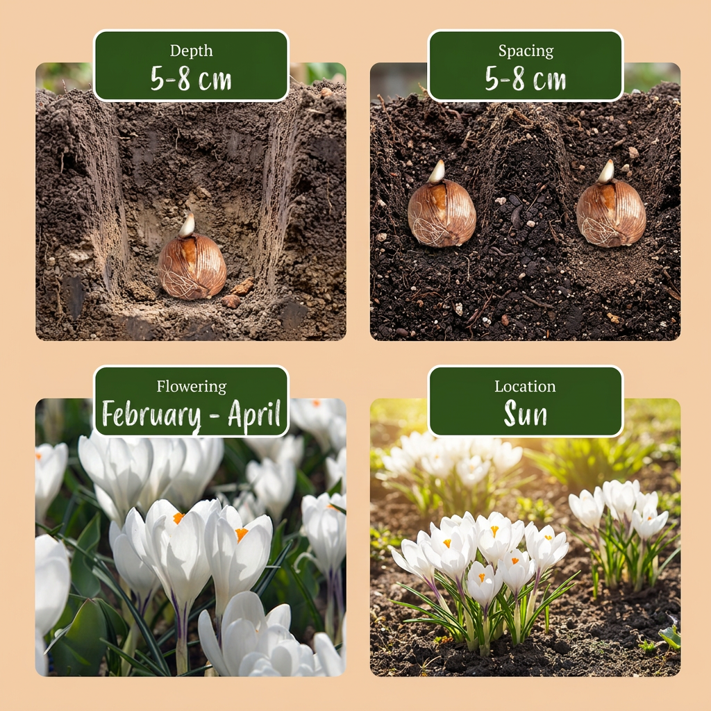 240x Crocus White - Witte krokus - Diversen - Verwilderingsbol - Bolmaat 7/8