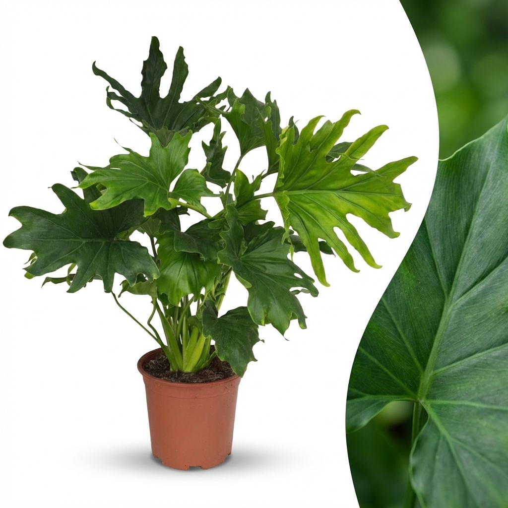 Green boutiQ - Plante d'intérieur - Philodendron - Philodendron Lickety Split - Vert - Entretien facile - 1 plante - Pot 19cm - Hauteur 70cm