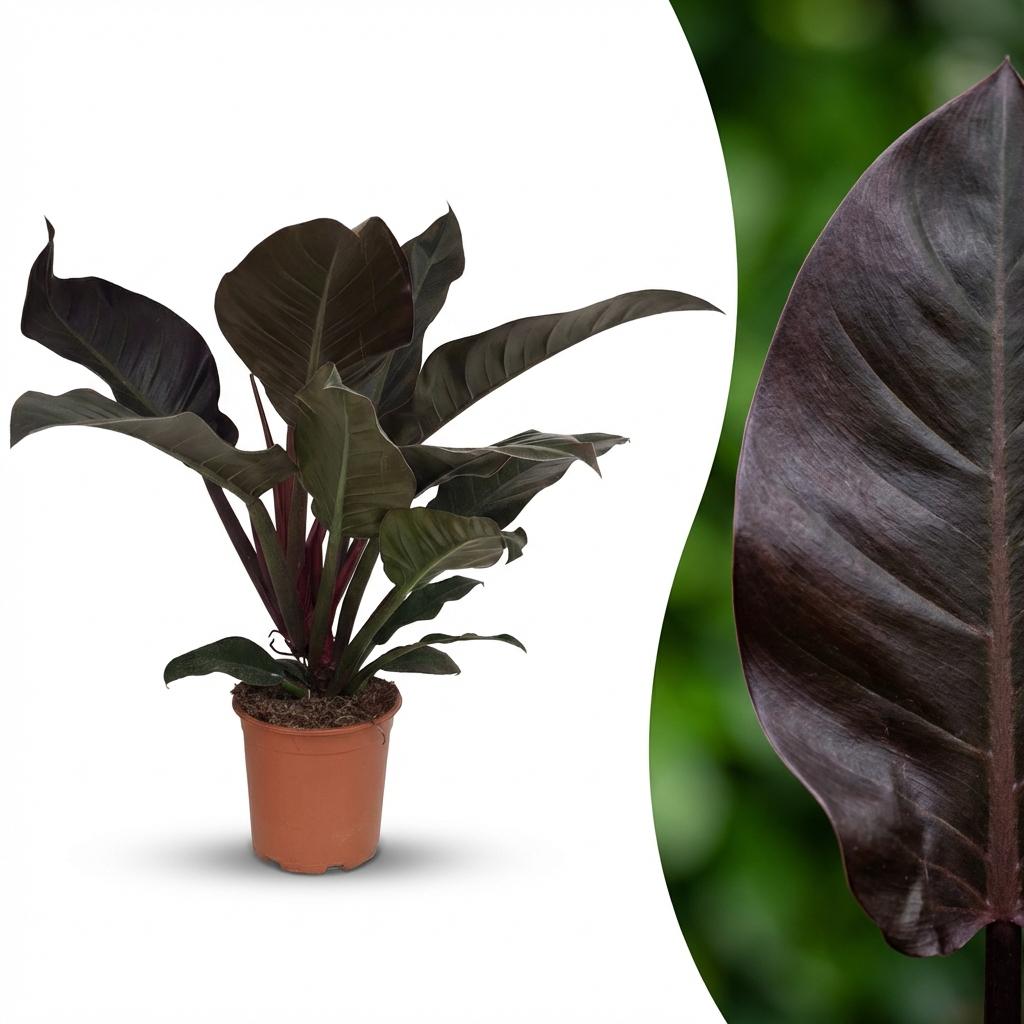 Green boutiQ - Plante d'intérieur - Philodendron - Philodendron Imperial Red - Rouge - Peu d'entretien - 1 Plante - Pot 19cm - Hauteur 60cm