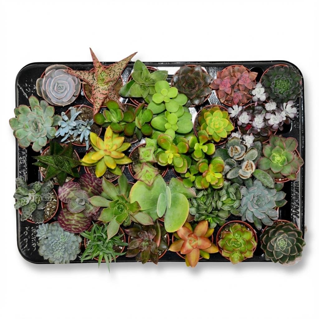 Mini mélange de succulentes - 30 pièces - Ø 5,5 cm - Hauteur : 5-10 cm