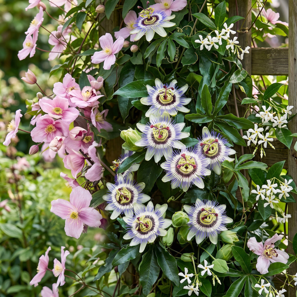 9x Klimplaten Tricolor Colourfull - Tricolor climbing plant - Light Pink - White - Purple - Climber - Ø9cm - ↕35cm