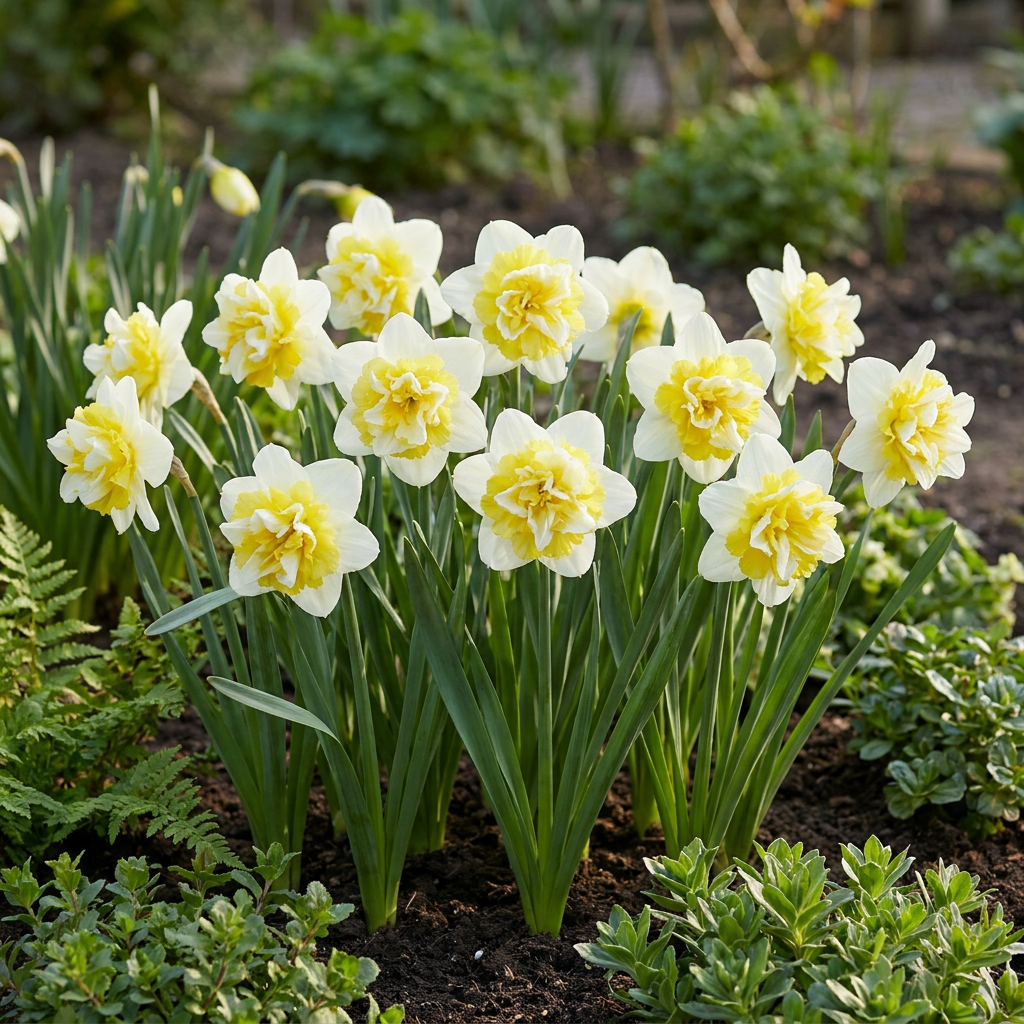 40x Narcissus Ice King - Dubbele narcis - Wit en Geel - Voorjaarsbloeier - Bolmaat 12/14
