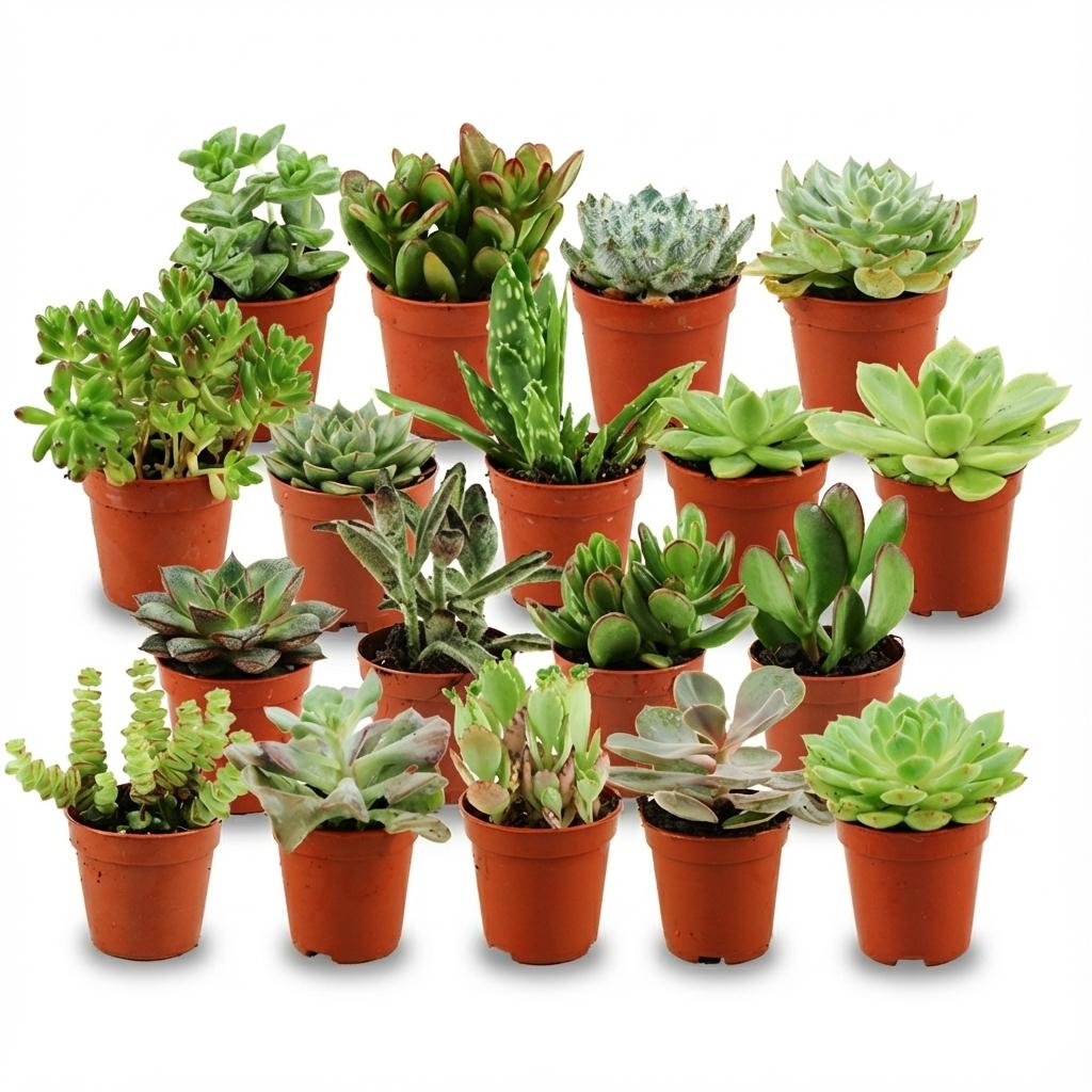 Mini assortiment de succulentes - 18 pièces - Ø 5,5 cm - Hauteur : 5-10 cm
