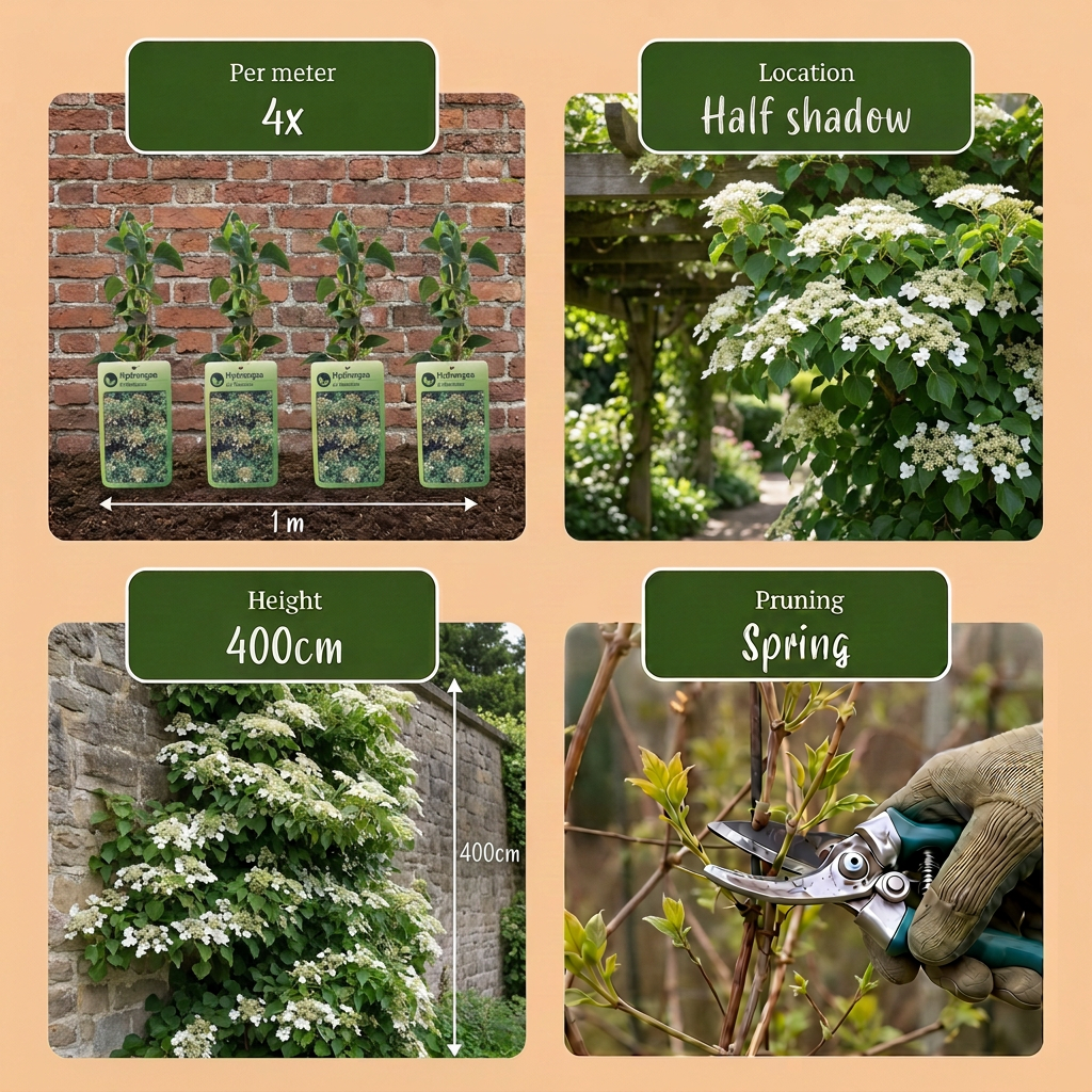 2x Hydrangea a. Petiolaris - Climbing hydrangea - White - Climber - Ø9cm - ↕35cm
