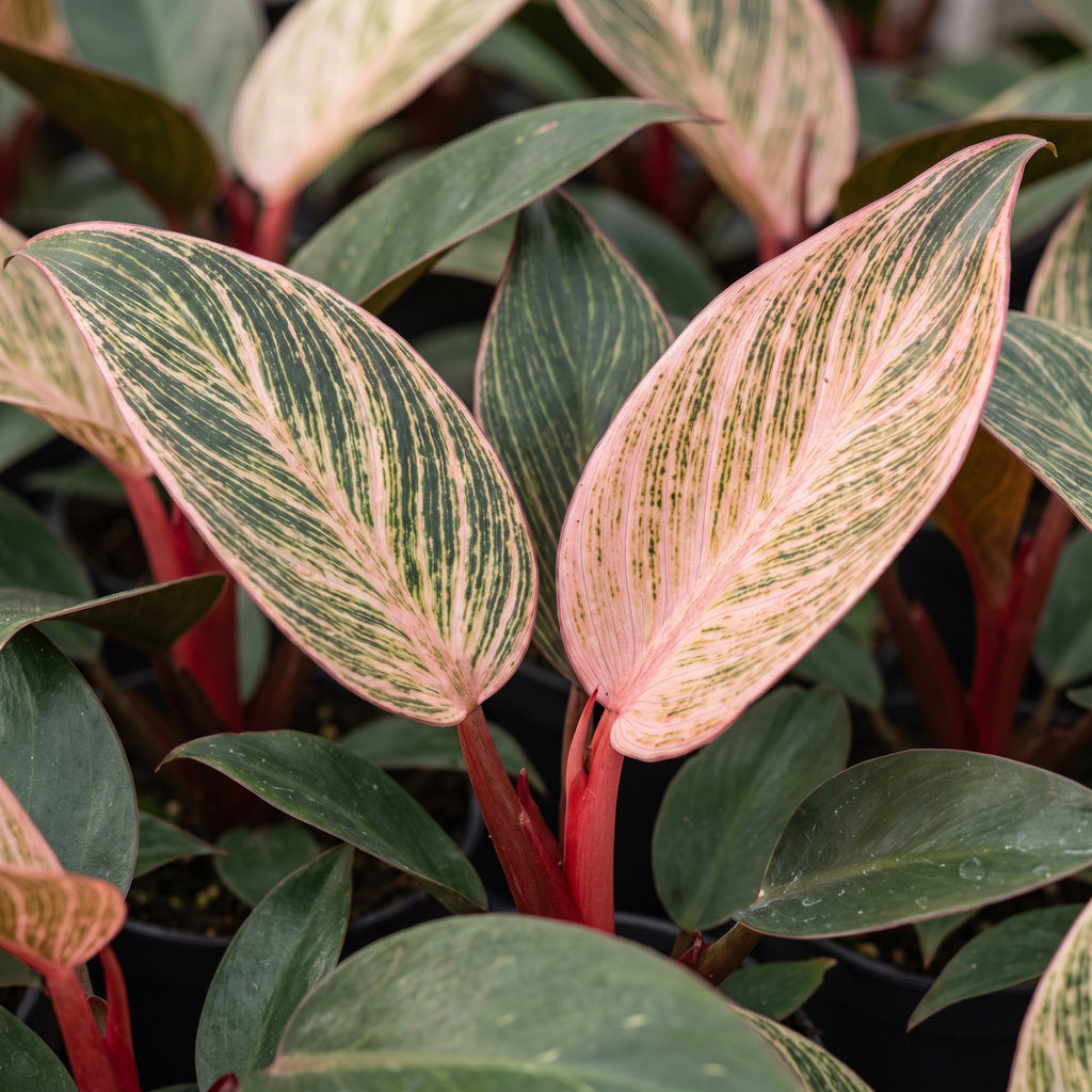 Philodendron Pink Bikini - Philodendron Pink Bikini - Green - Pink - Tropical - Ø6cm - ↕10cm