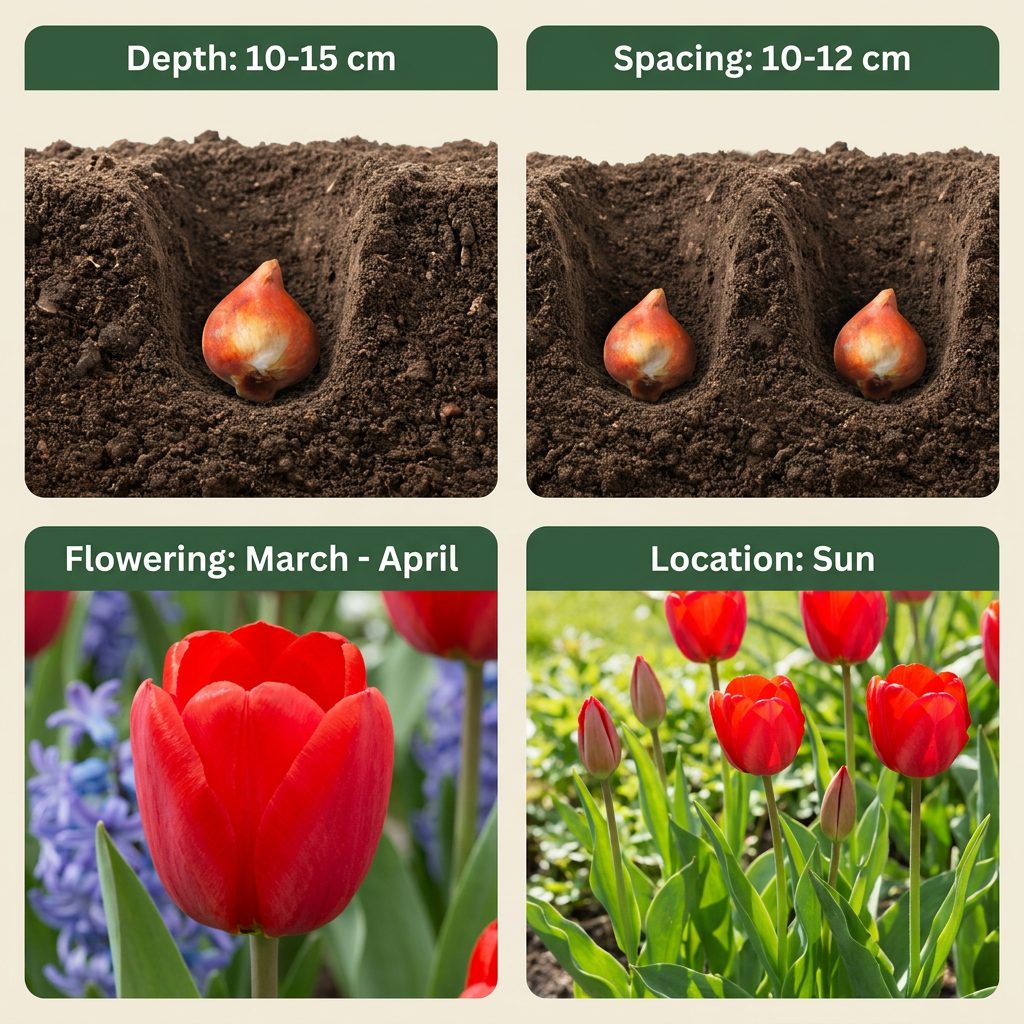 30x Tulipa Triumph Red - Triomftulp - Rood - Voorjaarsbloeier - Bolmaat 11/12