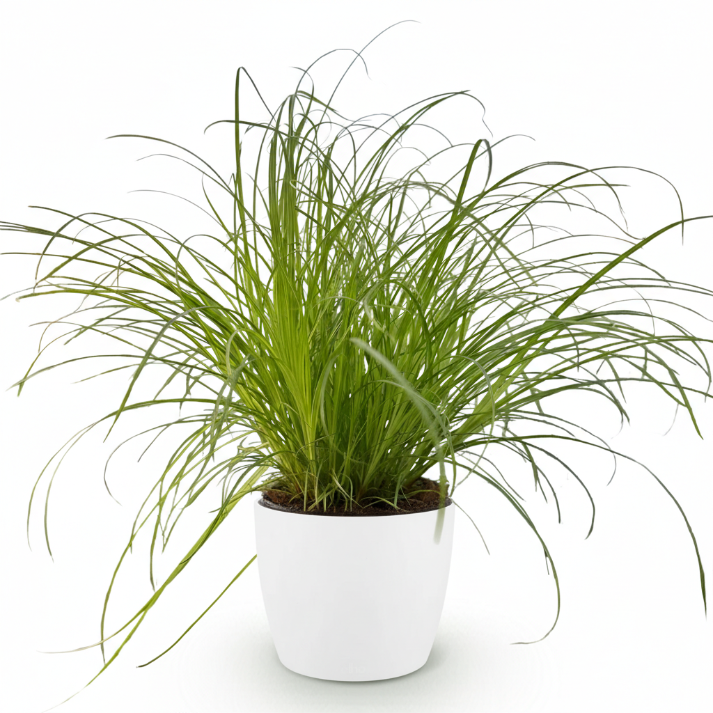 Green boutiQ - Plante d'intérieur - Cyperus alternifolius Zumula - Herbe à chat - Plante adaptée aux animaux domestiques - Vert - 1 plante - avec pot blanc - Pot 12cm - Hauteur 20cm