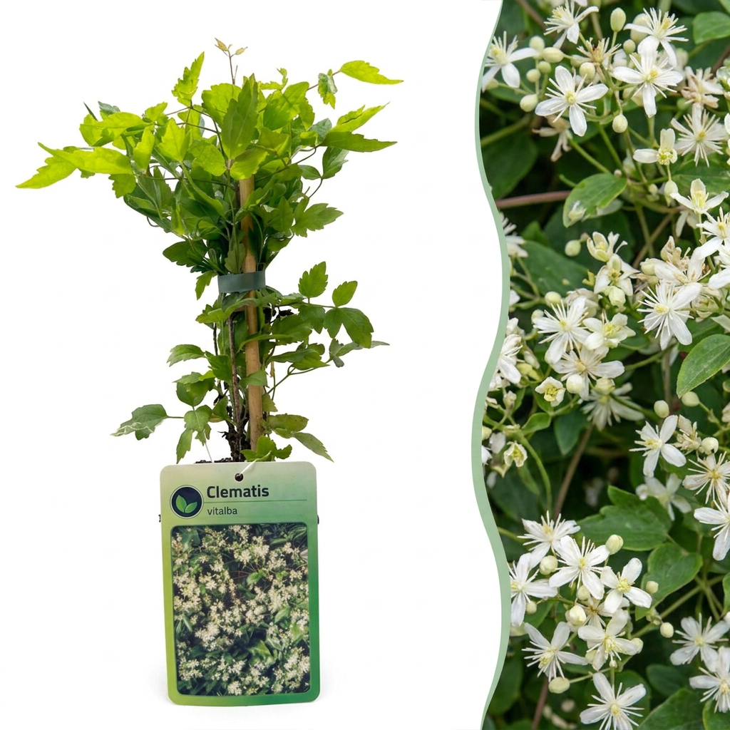 4x Clematis vitalba - Old man's beard - White - Climber - Ø9cm - ↕35cm