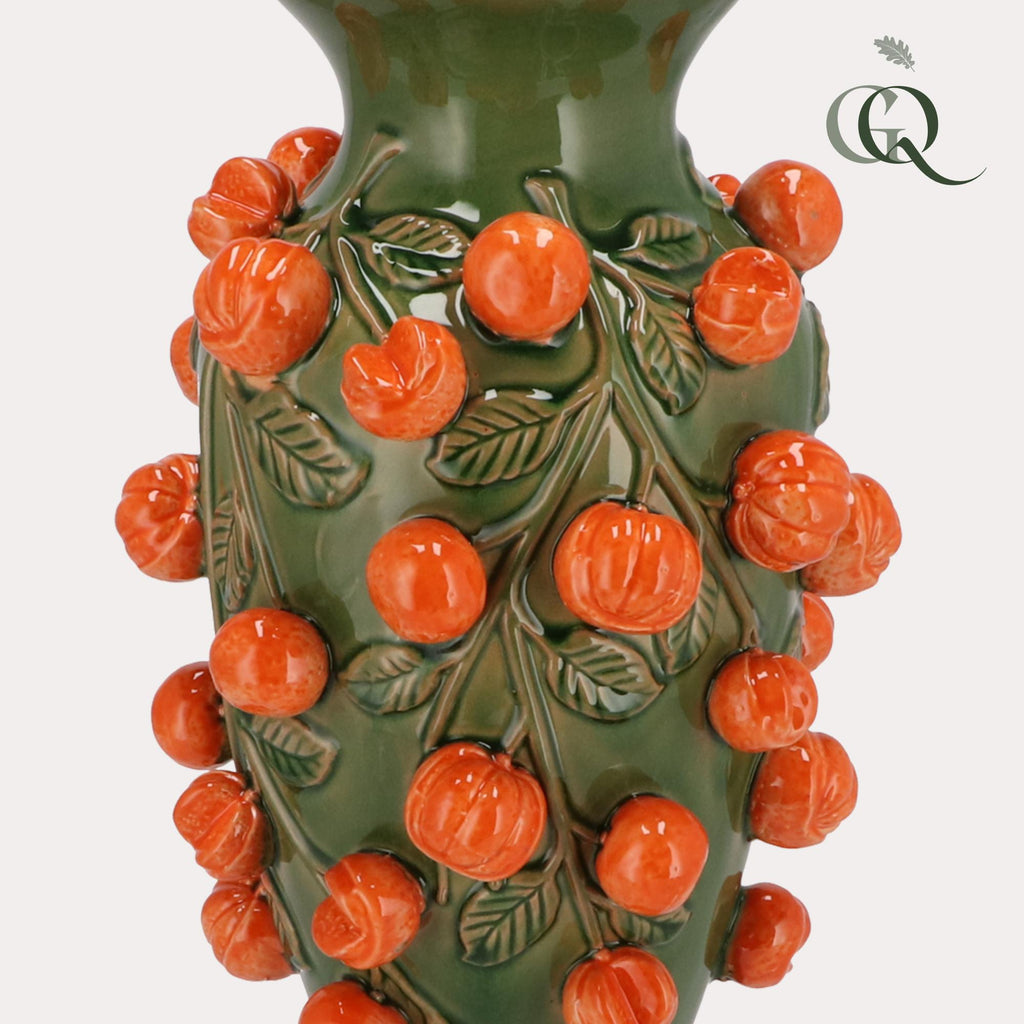Vase en pierre M - H38 L24 - Vert-Mandarine