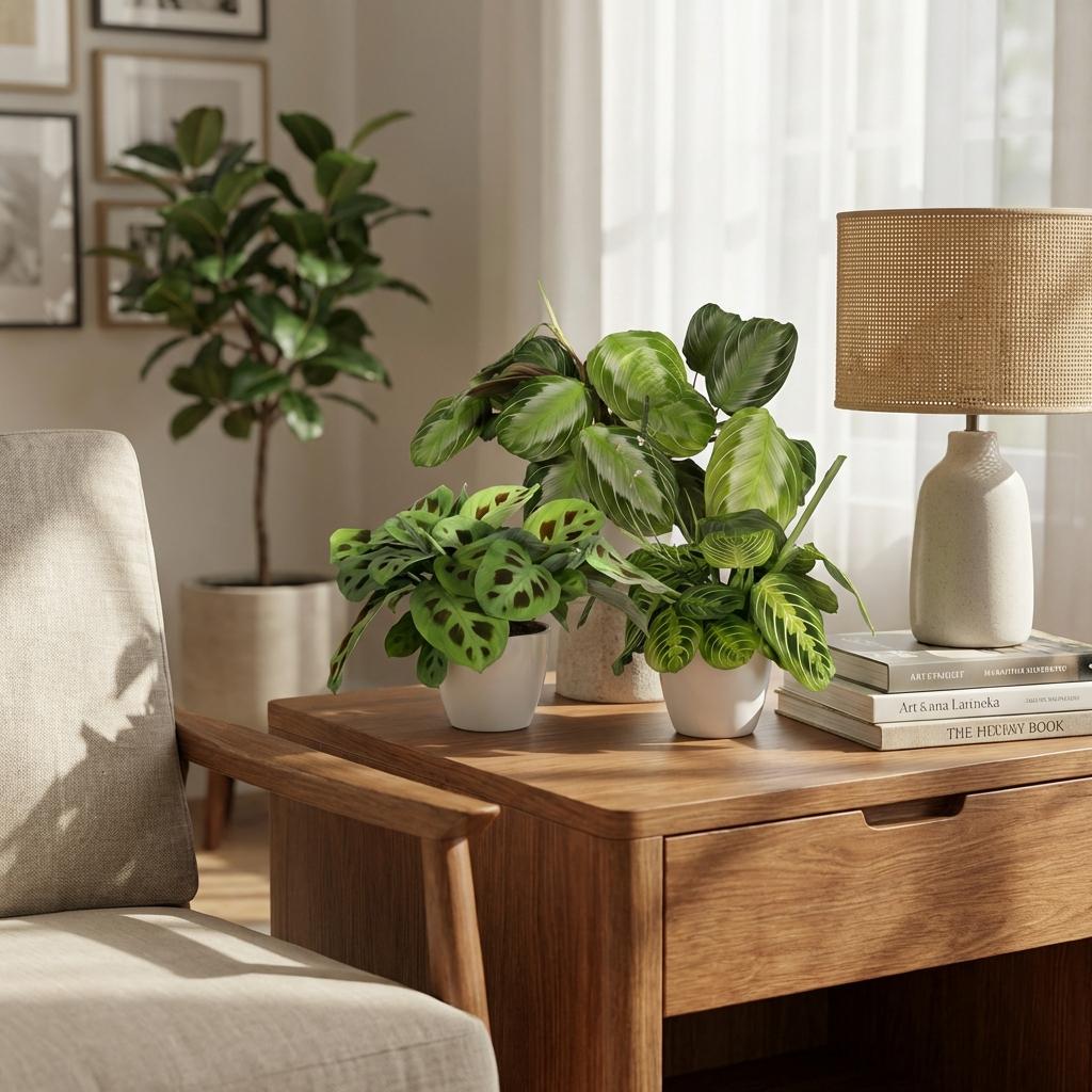 Green boutiQ - Zimmerpflanze - Maranta Silverband, Maranta Lemon Lime, Maranta Kerchoveana - Gebetspflanze - Haustierfreundliche Pflanze - Grün - 3 Pflanzen - mit Topf Weiß - Topf 12cm - Höhe 25cm