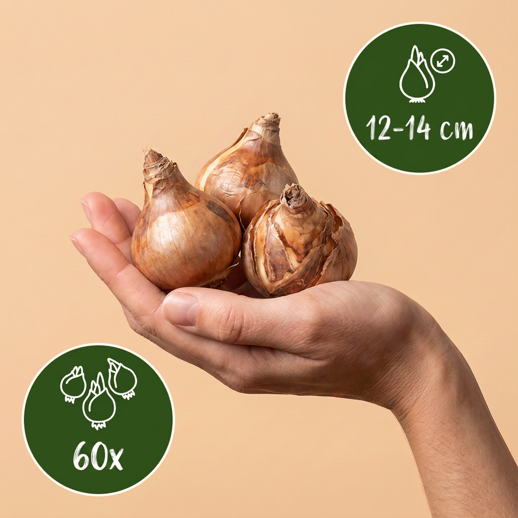 60x Narcissus large Cupped mix - Grootbloemige narcis mix - Geel en Wit - Voorjaarsbloeier - Bolmaat 12/14