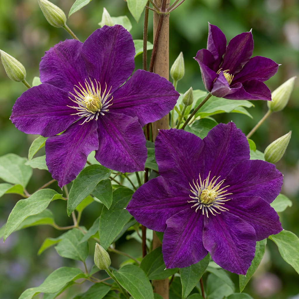 2x Clematis Warszawska Nike - Bosrank - Rood - Klimplant - Ø9cm - ↕35cm