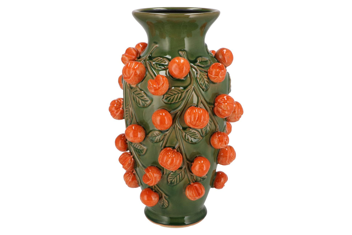 Vase en pierre M - H38 L24 - Vert-Mandarine