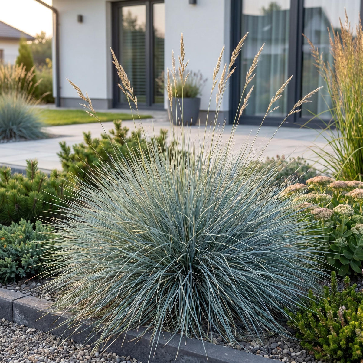 Green boutiQ - Stauden - Festuca glauca - Blauschwingel - Immergrün - Blau - 6 Pflanzen - Topf 11cm - Höhe 15-25cm