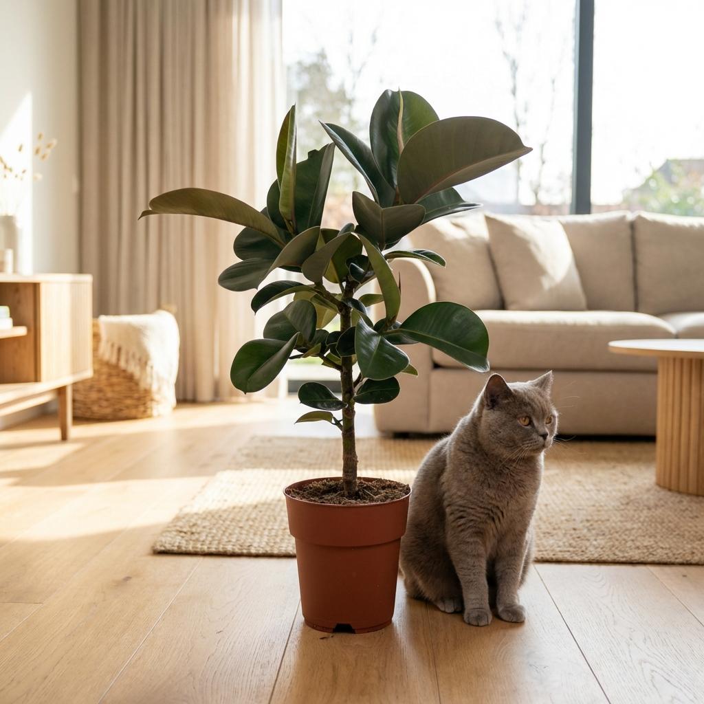 Green boutiQ - Plante d'intérieur - Plante en caoutchouc - Ficus Elastica Cloe - Vert - Peu d'entretien - 1 plante - Pot 19cm - Hauteur 65cm