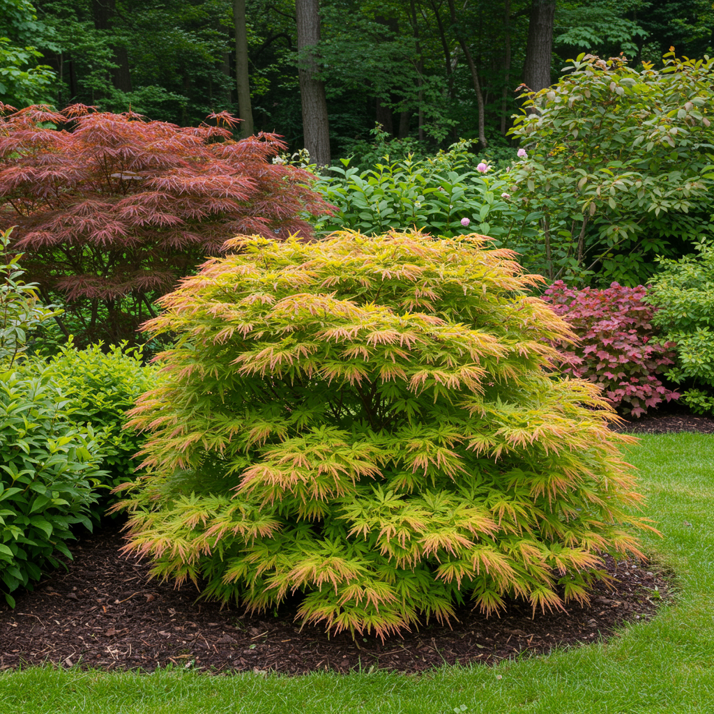 Green boutiQ - Plante de terrasse - Érable du Japon - Acer palmatum Methamorphosa - Vert - 1 plante - Caduc - Pot 19 cm, hauteur 70 cm