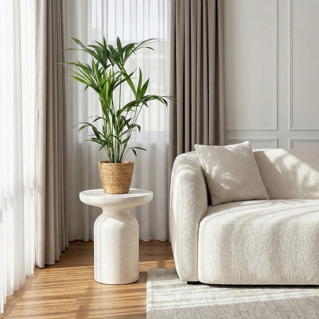 Green boutiQ - Plante d'intérieur - Howea Forsteriana - Palmier Kentia - Facile d'entretien - Vert - 1 Plante - avec Panier - Pot 19cm - Hauteur 80-85cm
