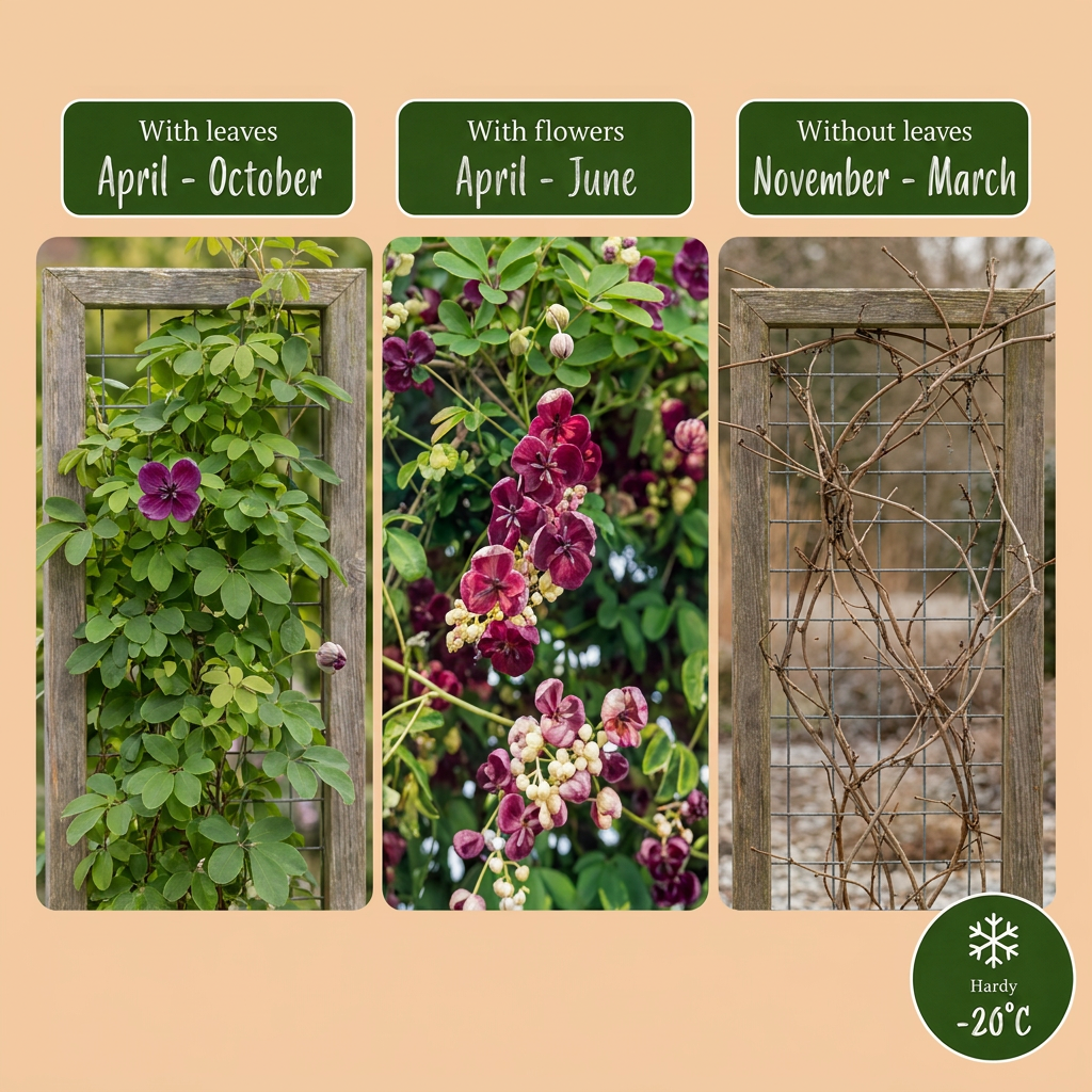 4x Akebia quinata - Chocolate vine - Purple - Red - Climber - Ø9cm - ↕35cm