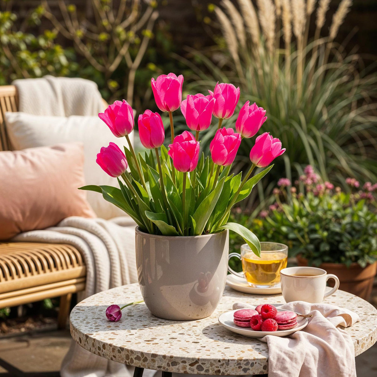 Green boutiQ - Bloembollen - Tulp Triumph Pink - Kleur Roze - 15 stuks - Bolmaat 11/12 - XXL Pack