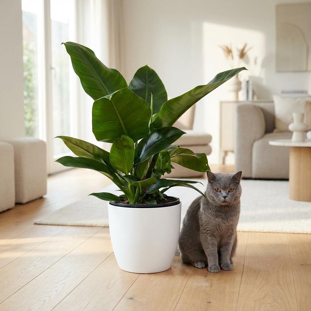 Green boutiQ - Plante d'intérieur - Philodendron - Philodendron Imperial Green - Vert - Entretien facile - 1 plante - avec pot blanc - Pot 19cm - Hauteur 65cm