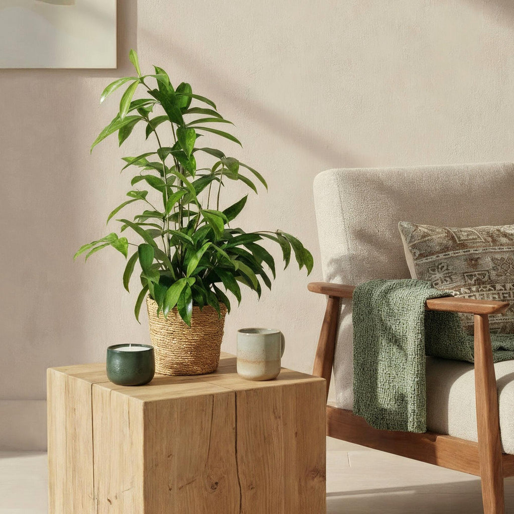 Green BoutiQ - Le vert, c'est... Plantes d'intérieur - Dracaena surculosa - Dragonnier - Faible entretien - avec panier - Vert - 1 plante - Pot 17cm - Hauteur 60-70cm