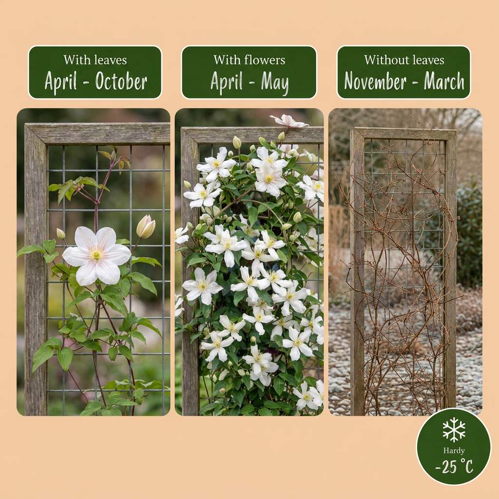 2x Clematis mont. 'Wilsonii' - Wilson's mountain clematis - White - Climber - Ø9cm - ↕35cm