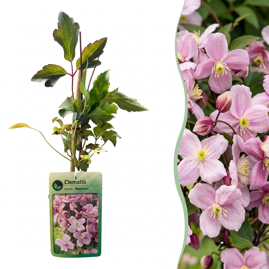 4x Clematis mont. 'Mayleen' - Mountain clematis - Light Pink - Climber - Ø9cm - ↕35cm