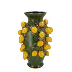 Vase pierre M - H38 L24 - Vert-Citron