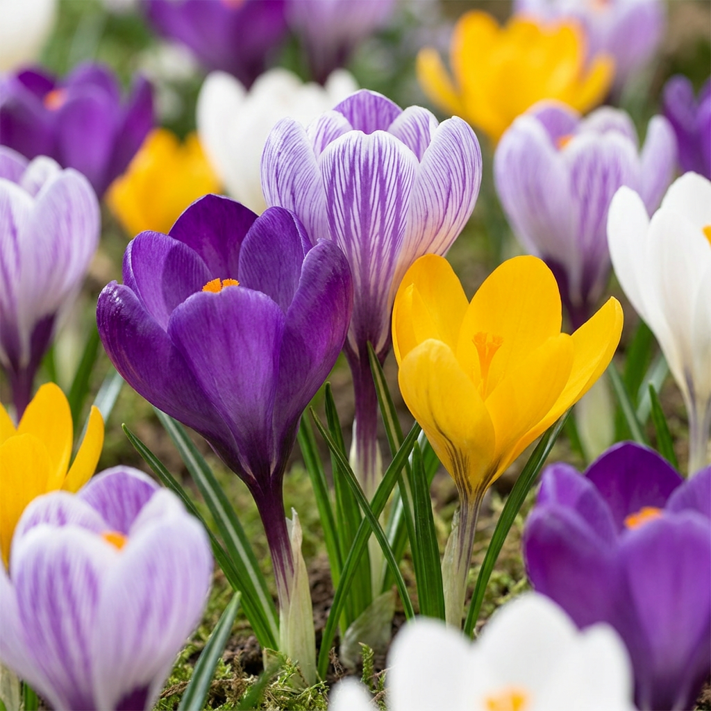 120x Crocus Large Flowering Mix - Grootbloemige krokus mix - Diversen - Voorjaarsbloeier - Bolmaat 7/8